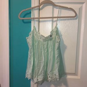 Mint green flowy tank top